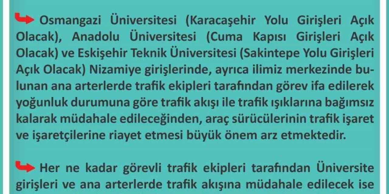 İl Emniyet Müdürlüğü Kpss Sınavı Trafik Tedbirleri Kapsamında Duyuru Paylaştı
