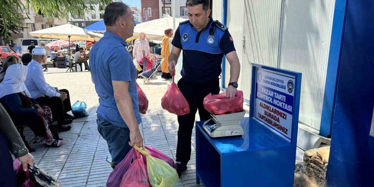 Çorum Belediyesi Semt Pazarlarında, Ücretsiz Servis, Tartı Kontrol Ve Ürün Denetimi Yapıyor