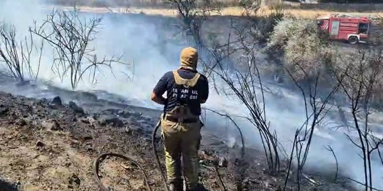 Silivri’de Otluk Alanda Yangın Çıktı, Yangını Söndürmeye Çalışan İtfaiyeciler Arı Kovanları İçin Seferber Oldu