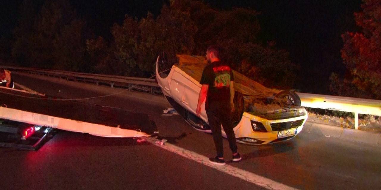 Ümraniye’de Şerit Değiştirirken Başka Bir Araca Çarpan Otomobil Takla Attı: 1 Yaralı