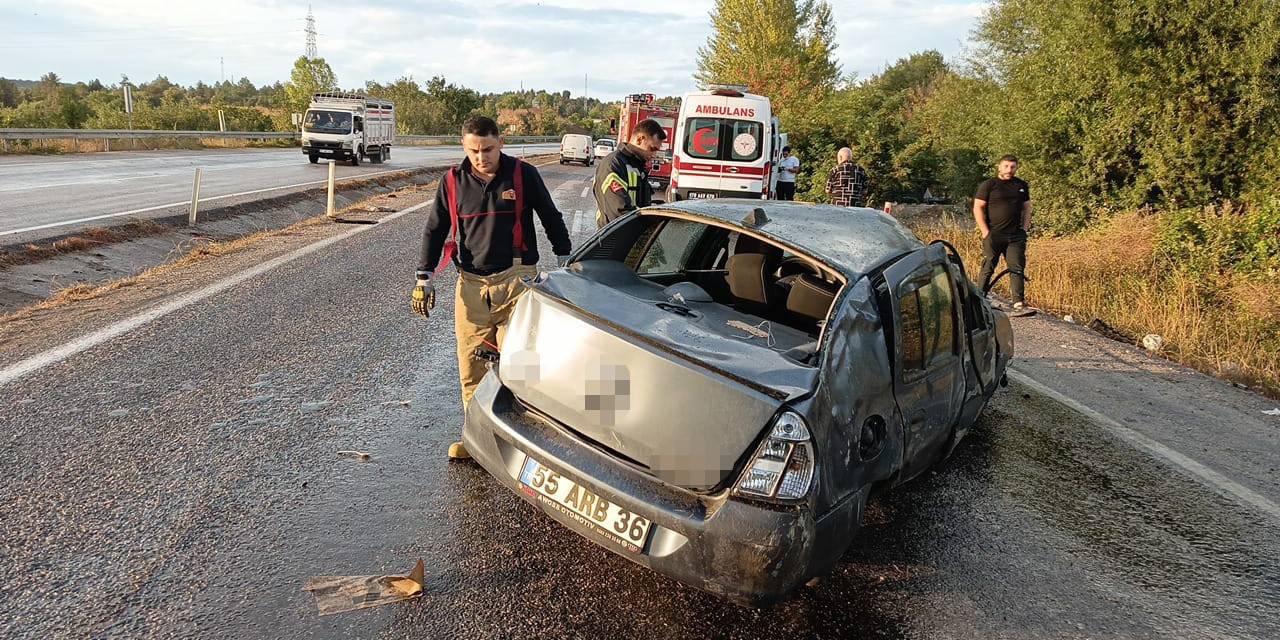 Takla Atıp Yolun Karşısına Geçen Otomobilin Sürücüsü Yaralandı