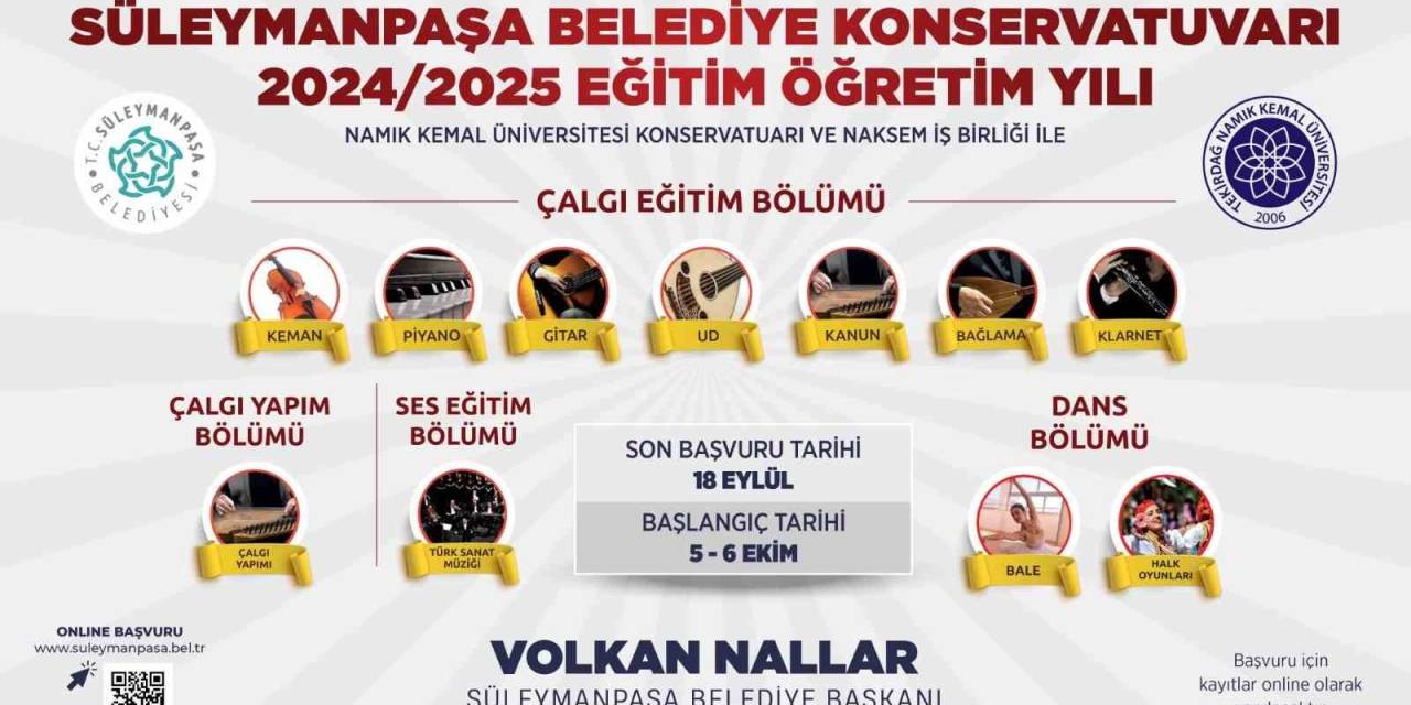 Süleymanpaşa Belediye Konservatuvarı Kayıtları Başladı