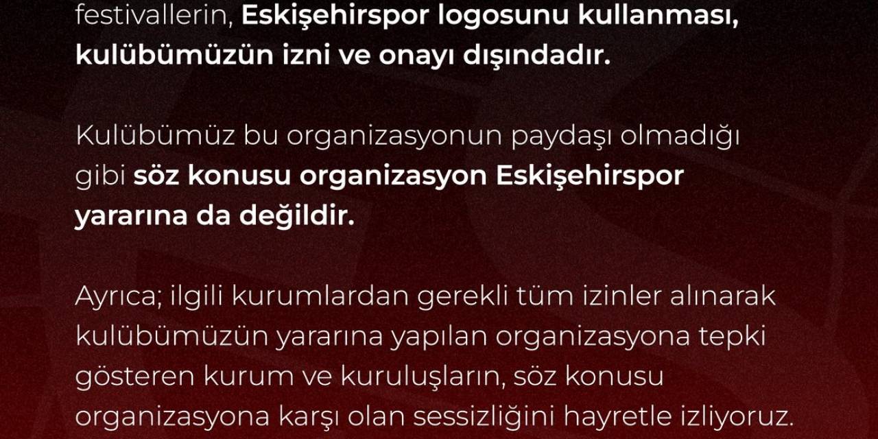 Eskişehirspor’dan Logolarını İzinsiz Kullanan Organizasyona Tepki