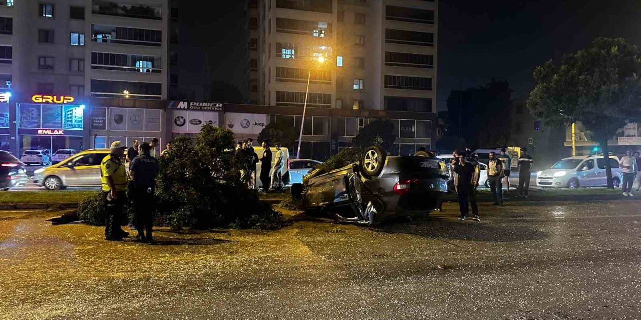 Bursa’da Feci Kaza: Önce Ağaçları Yıktı, Sonra Takla Atarak Karşı Seride Uçtu
