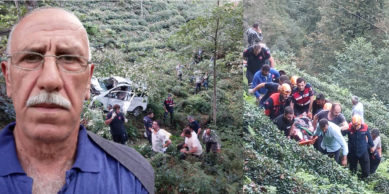 Rize'de araç çay bahçesine yuvarlandı. Karı kocayı ölüm ayırdı