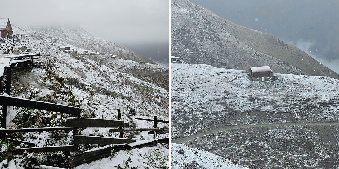 Rize'nin yüksek kesimlerine kar yağdı