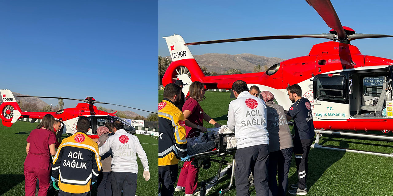 Boğazına fındık kaçan çocuk ambulans helikopterle Trabzon'a sevk edildi