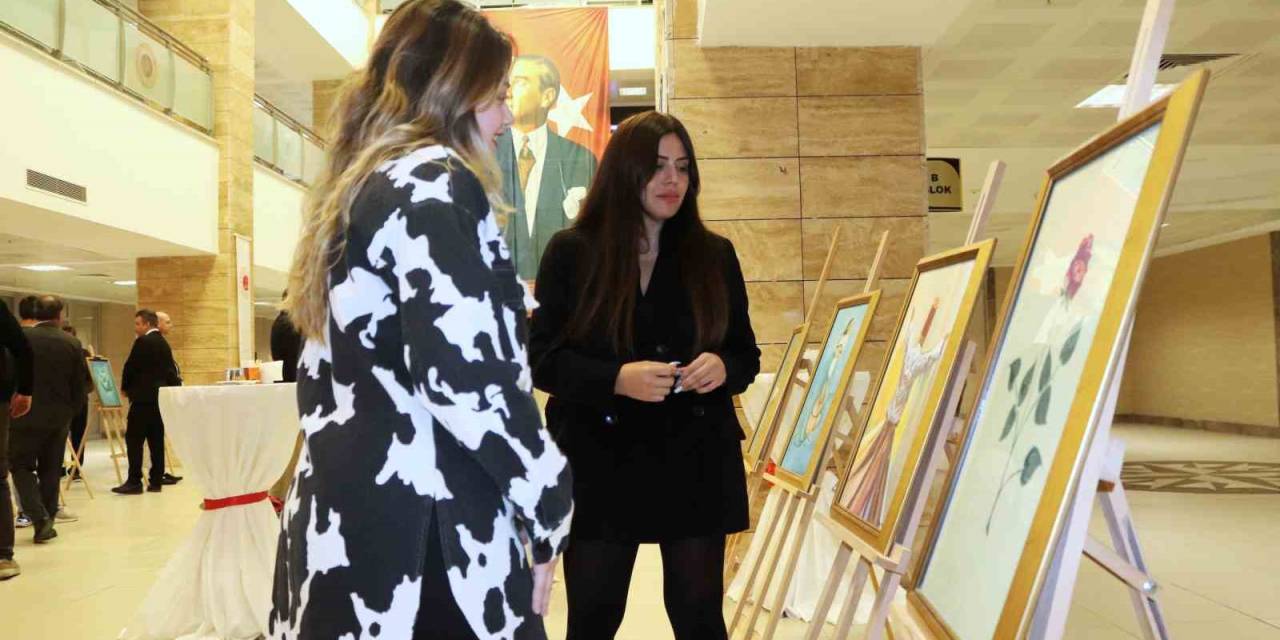 Yükümlülerin Yaptığı Ebru Ve Resimler Göz Doldurdu