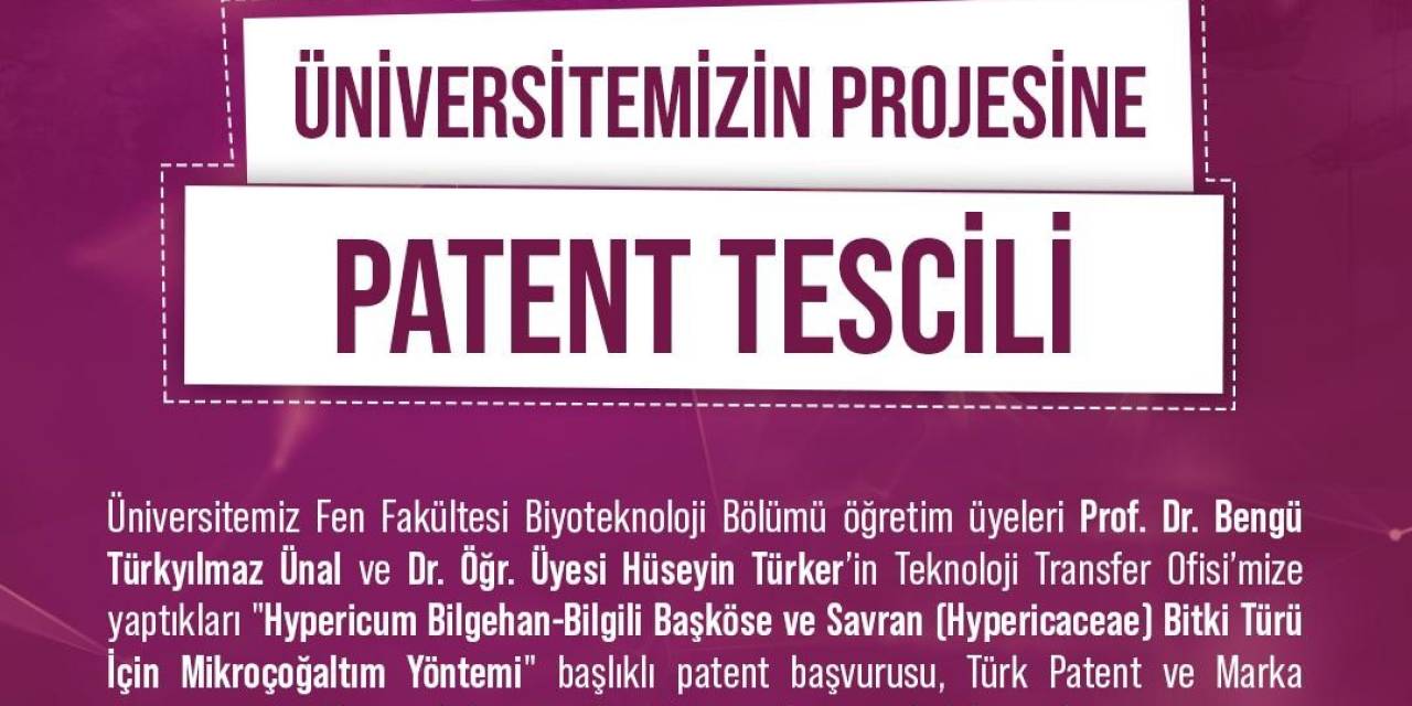 Nöhü Projesine Ulusal Patent Tescili