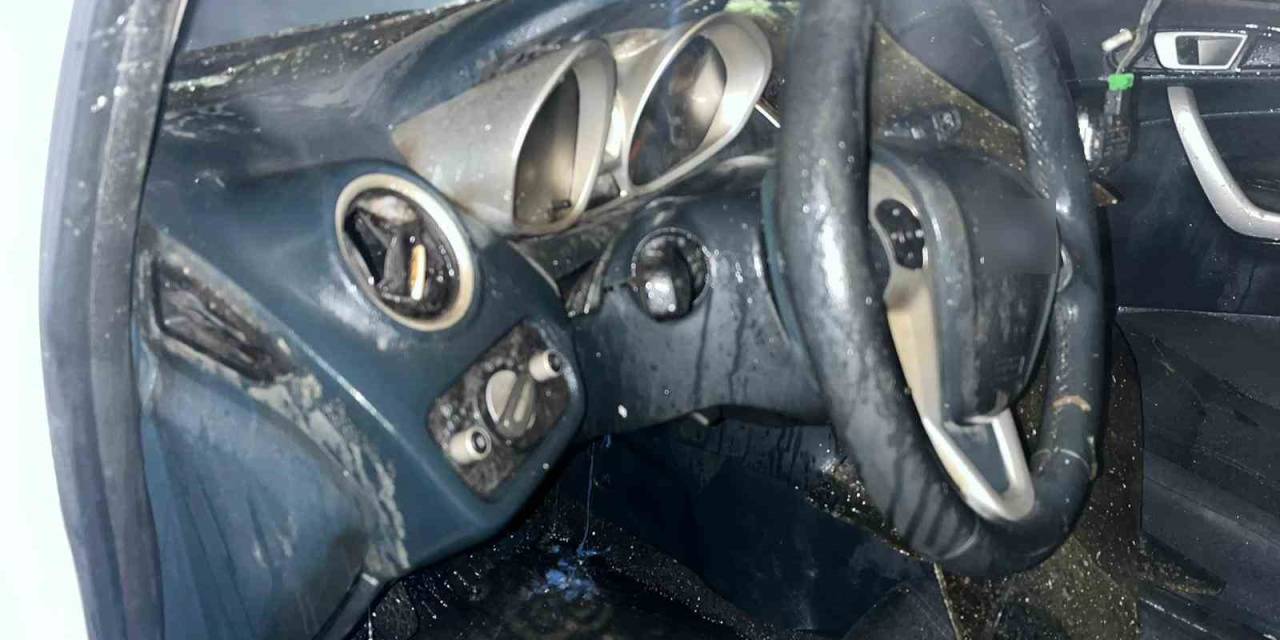 Park Halindeki Otomobilin Motoru Alev Aldı, Geriye Demir Yığını Kaldı