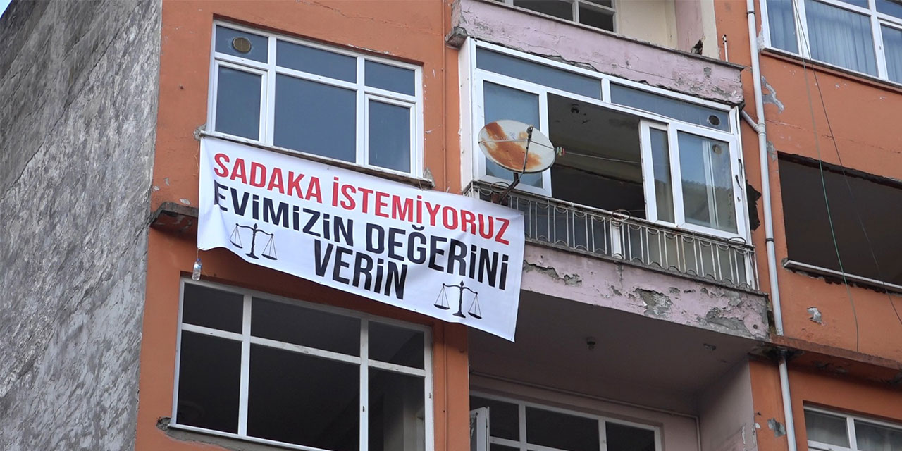 Rize'de kamulaştırma bedeline pankartlı tepki