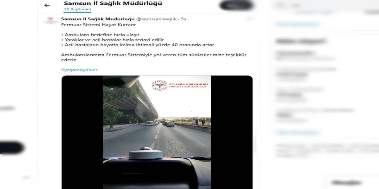 Samsun’da Sürücüler, ’fermuar Sistemi’ İle Ambulansa Yol Verdi