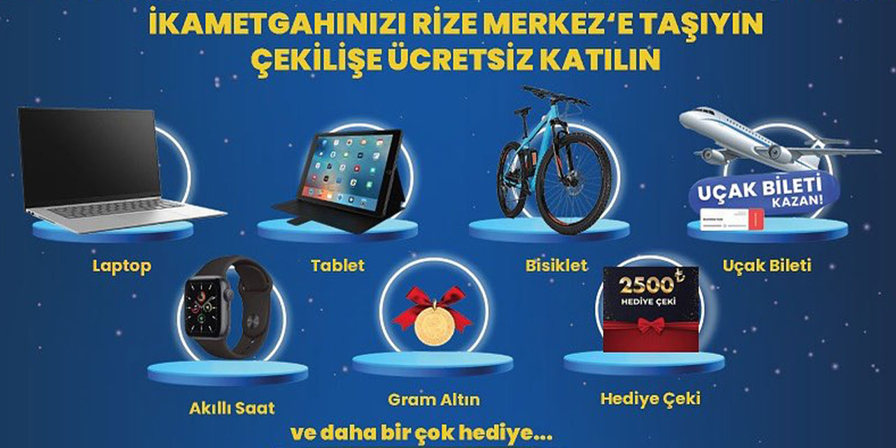 Rize Belediyesi’nden Gençlere Büyük Çekiliş: Laptop, Tablet, Uçak Bileti ve Daha Fazlası!