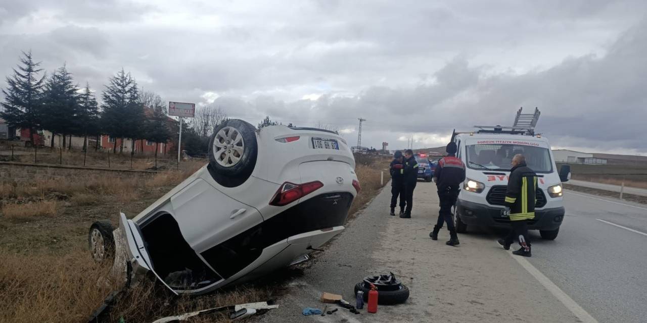 Yozgat’ta Hyundai Marka Araç Ters Döndü: 2 Yaralı