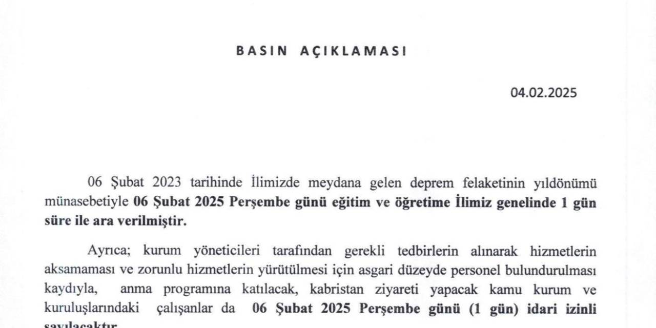 Gaziantep’te Deprem Yıldönümünde Okullar Tatil Edildi