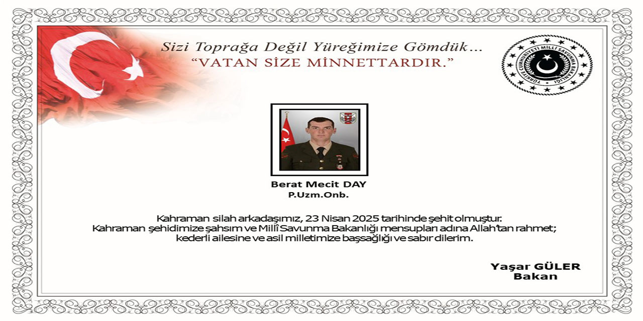 MSB: Pençe-Kilit bölgesinde 1 asker şehit oldu