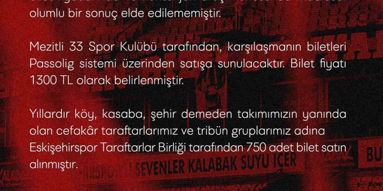 Mezitli 33 Spor Karşılaşması İçin Deplasman Kontenjanı Arttırılamadı