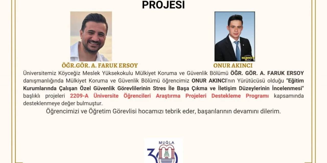 Köyceğiz Meslek Yüksek Okulu Öğrencisinin Projesi Desteklenmeye Değer Bulundu