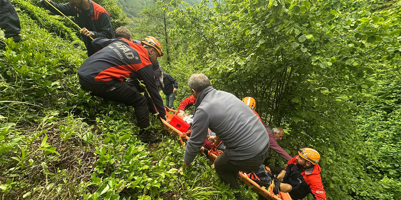 Rize’de Çaylık Araziden Dereye Yuvarlanan Vatandaş Kurtarıldı