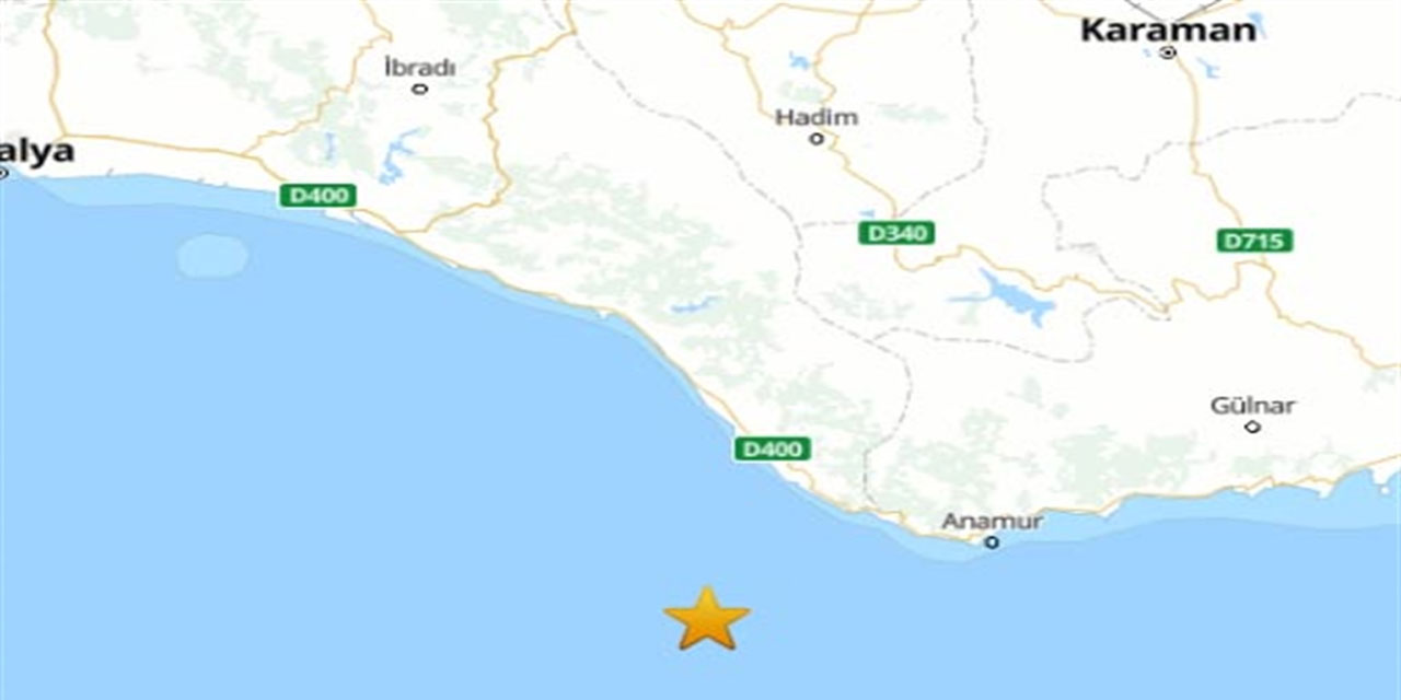 Antalya açıklarında 4 büyüklüğünde deprem