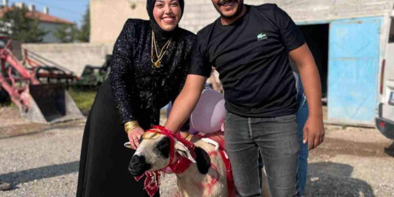 Nişanlısına Süslediği Koyunu Hediye Etti