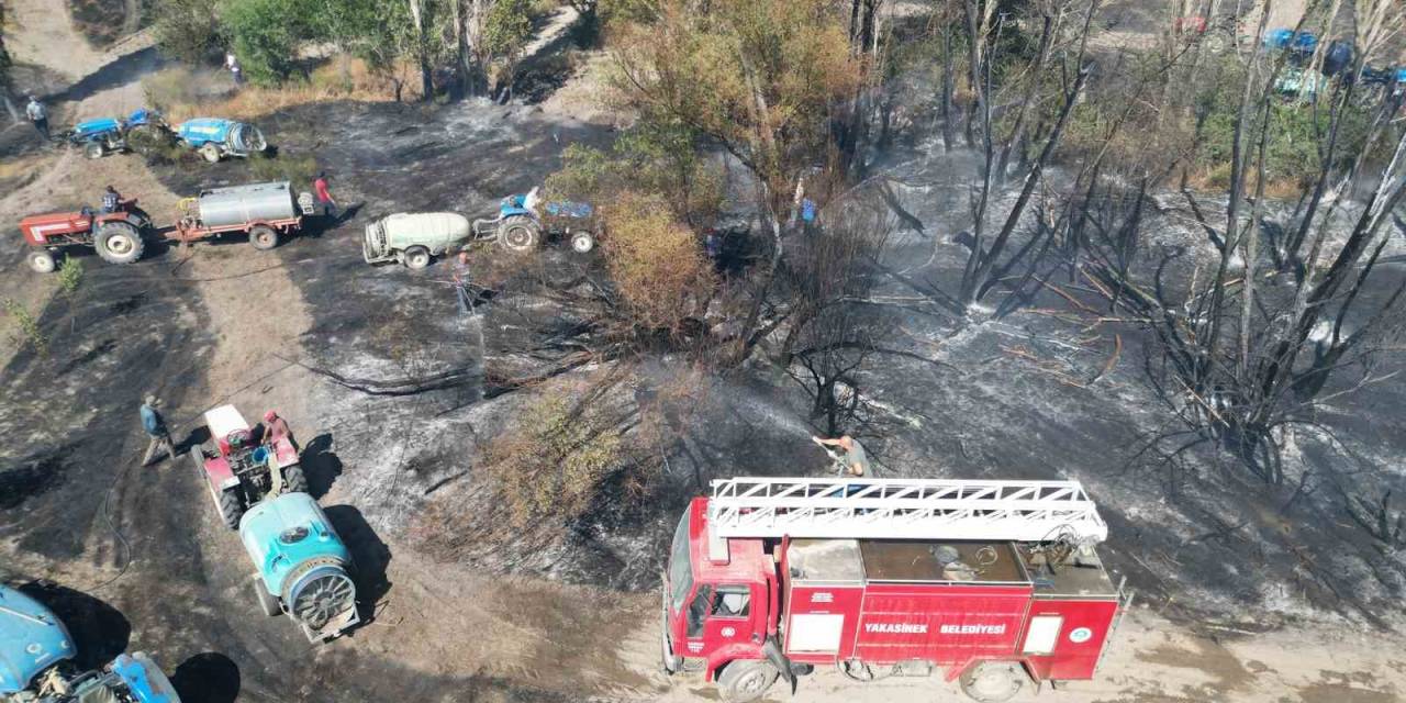 Eber Gölü Yanındaki Tarım Arazilerinde Yangın Çıktı