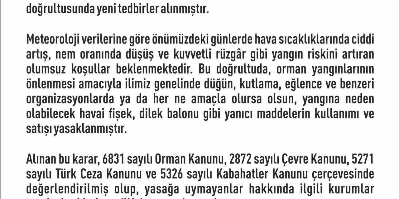 Elazığ’da Havai Fişek Ve Dilek Balonu Satımı Ve Kullanımı Yasaklandı