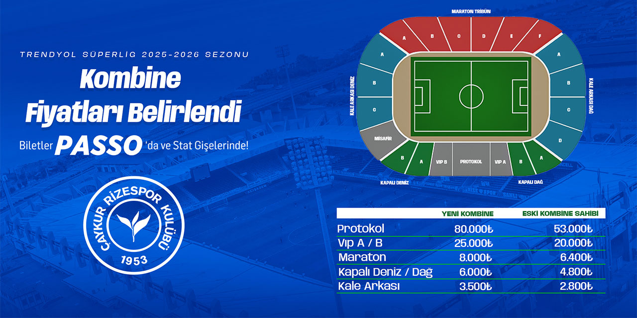 Çaykur Rizespor 2025-2026 sezonu kombine satışları başlıyor