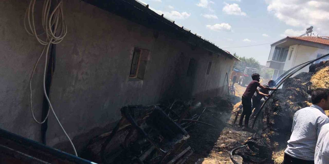 Çorum’da Çıkan Yangında 550 Balya Ot Kül Oldu