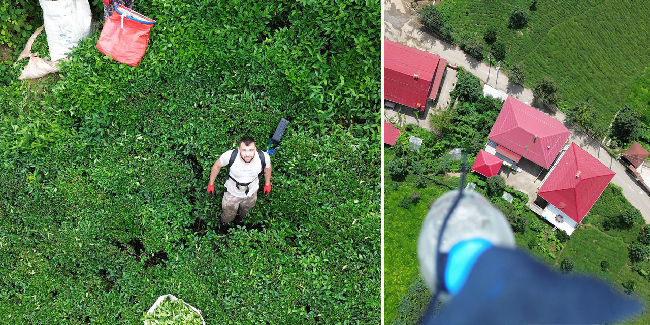 Dron ile çay bahçesine su servisi