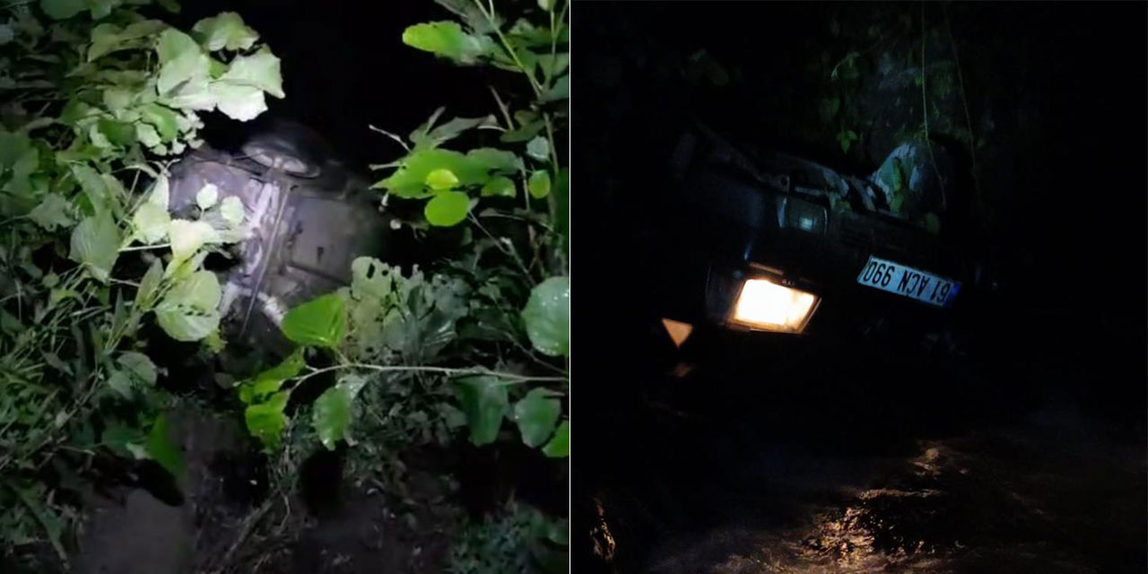 Trabzon'da kontrolden çıkan araç dereye uçtu: 4 kişi son anda kurtarıldı