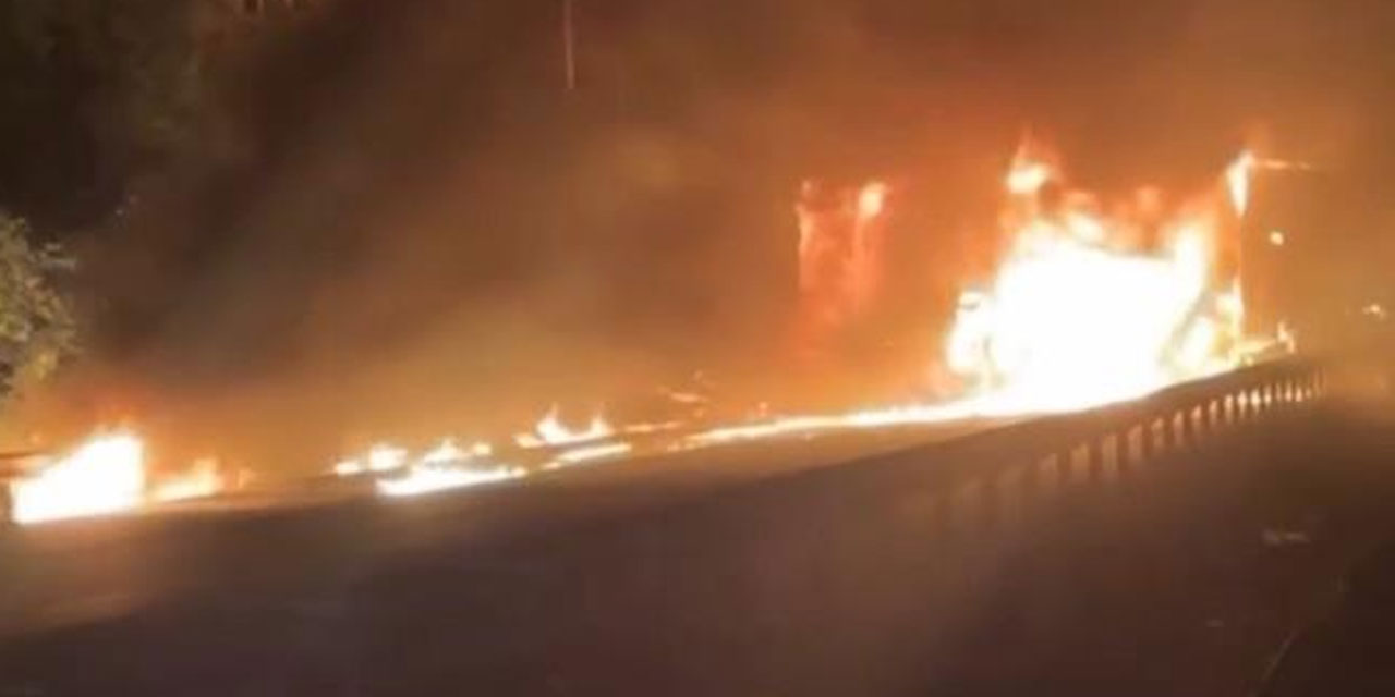 Tirebolu'da seyir halindeki tır alevlere teslim oldu