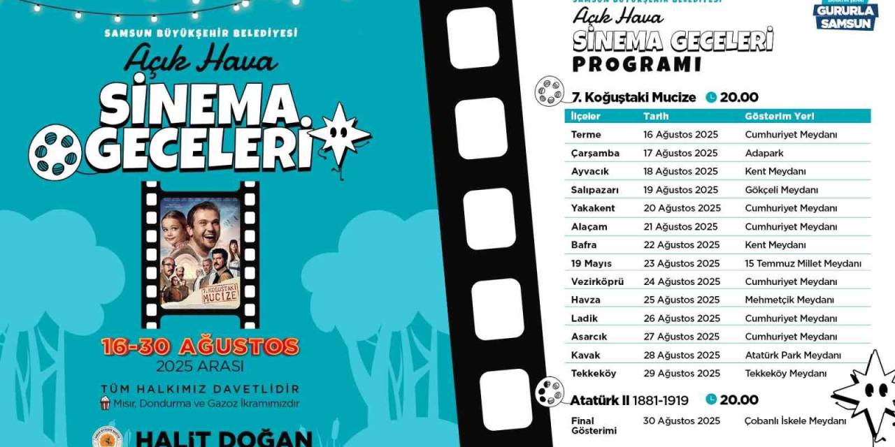 Samsun’da Açık Hava Sinema Geceleri Başlıyor