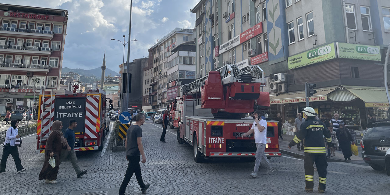 Rize'de iş hanında çıkan yangın söndürüldü