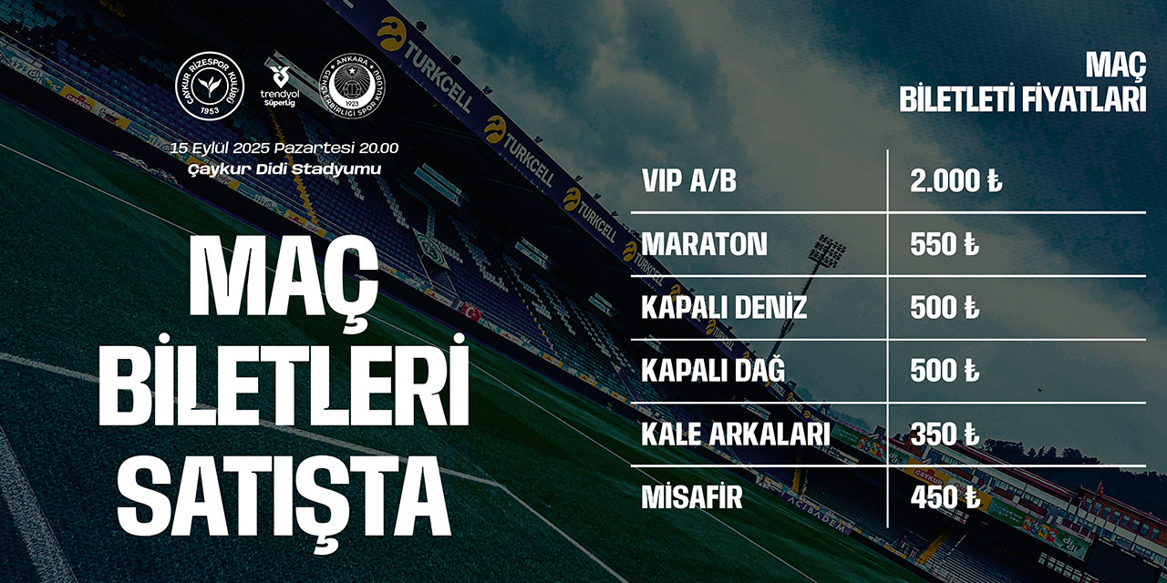 Çaykur Rizespor - Gençlerbirliği Maçı Biletleri Satışa Çıktı