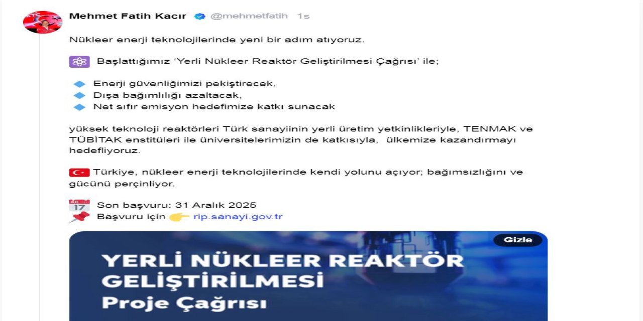 Türkiye, 'Yerli Nükleer Reaktör Geliştirme Çağrısı' başlattı