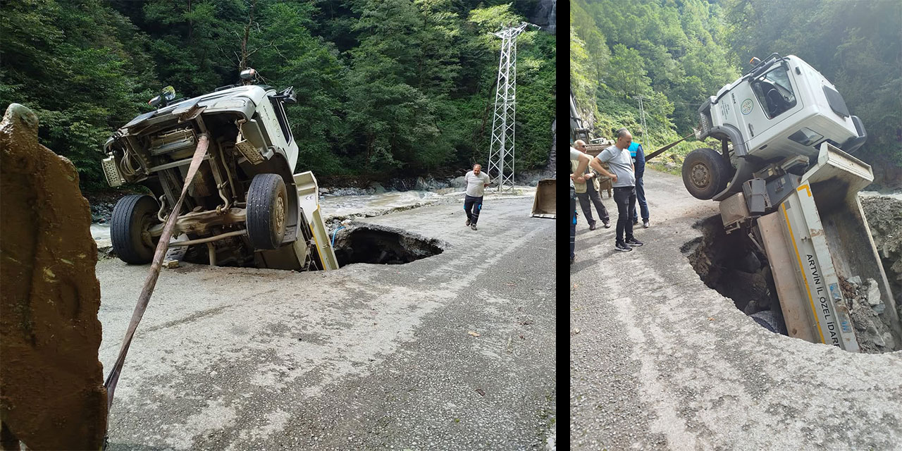 Artvin'de göçüğe düşen kamyonun sürücüsü yaralandı