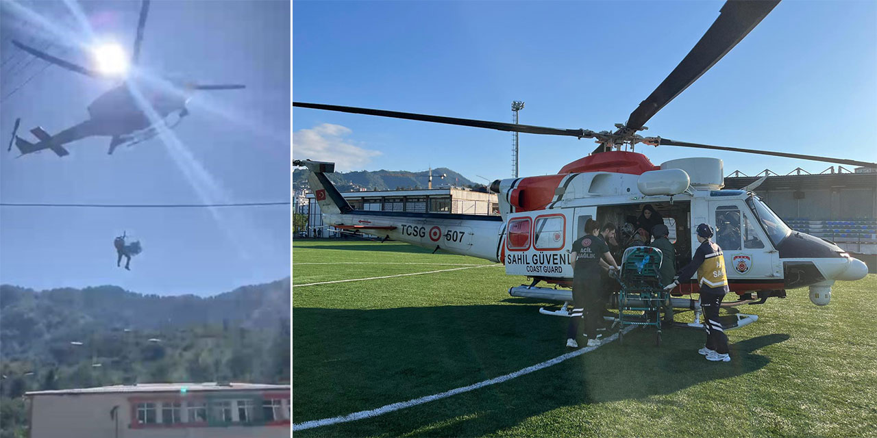 Borçka’da İki Hasta Hava Ambulansıyla Rize’ye Nakledildi