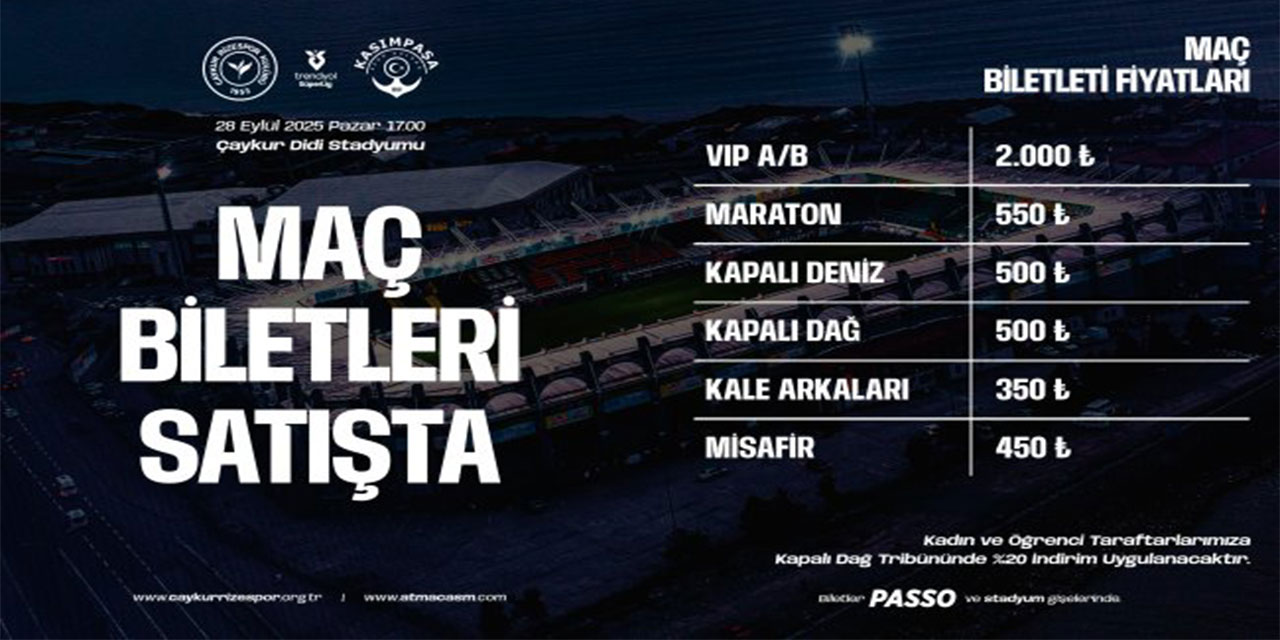 Çaykur Rizespor - Kasımpaşa Maçının Biletleri Satışta!