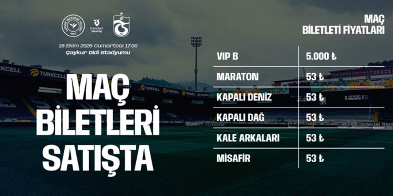 Çaykur Rizespor-Trabzonspor Maçı Bilet Fiyatları Açıklandı