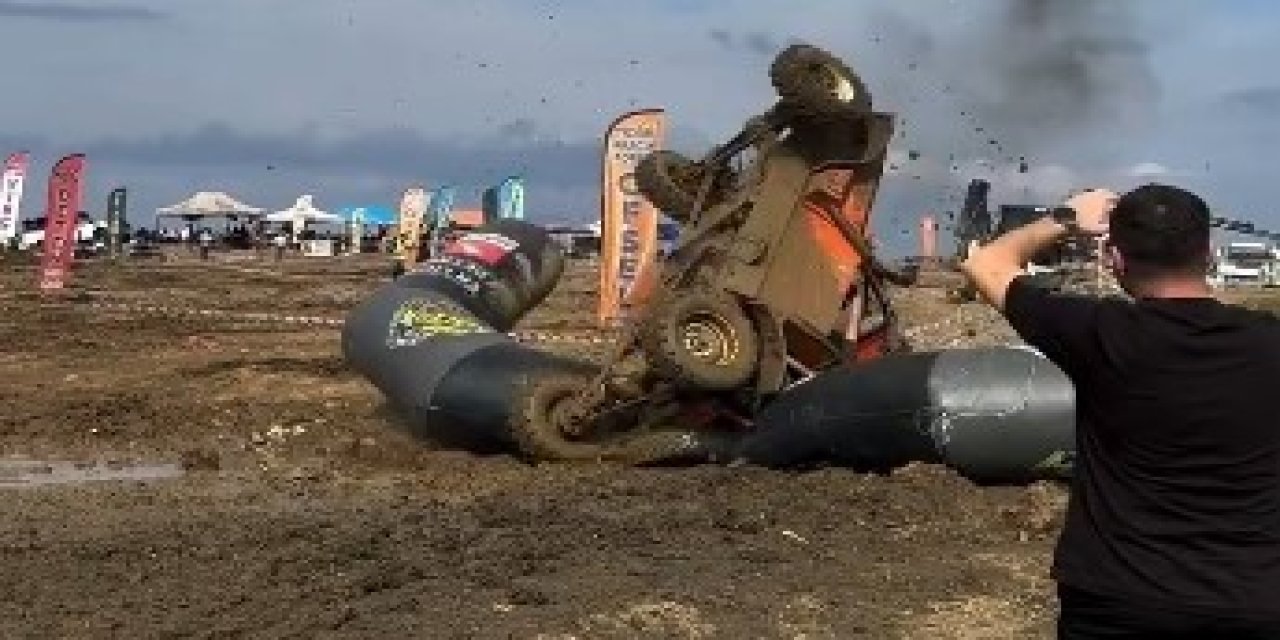 Finish çizgisini takla atarak geçtiler