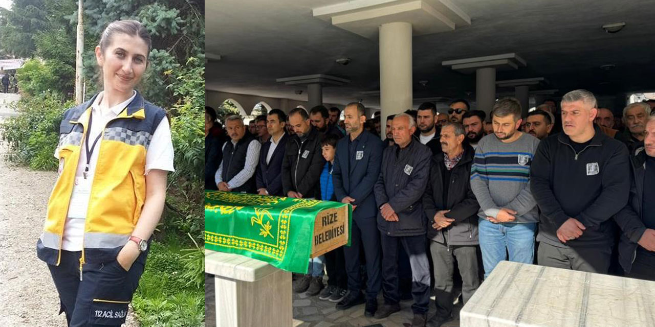 Rize'de kamyonetin çarptığı paramedik Nazmiye Demirel son yolculuğuna uğurlandı