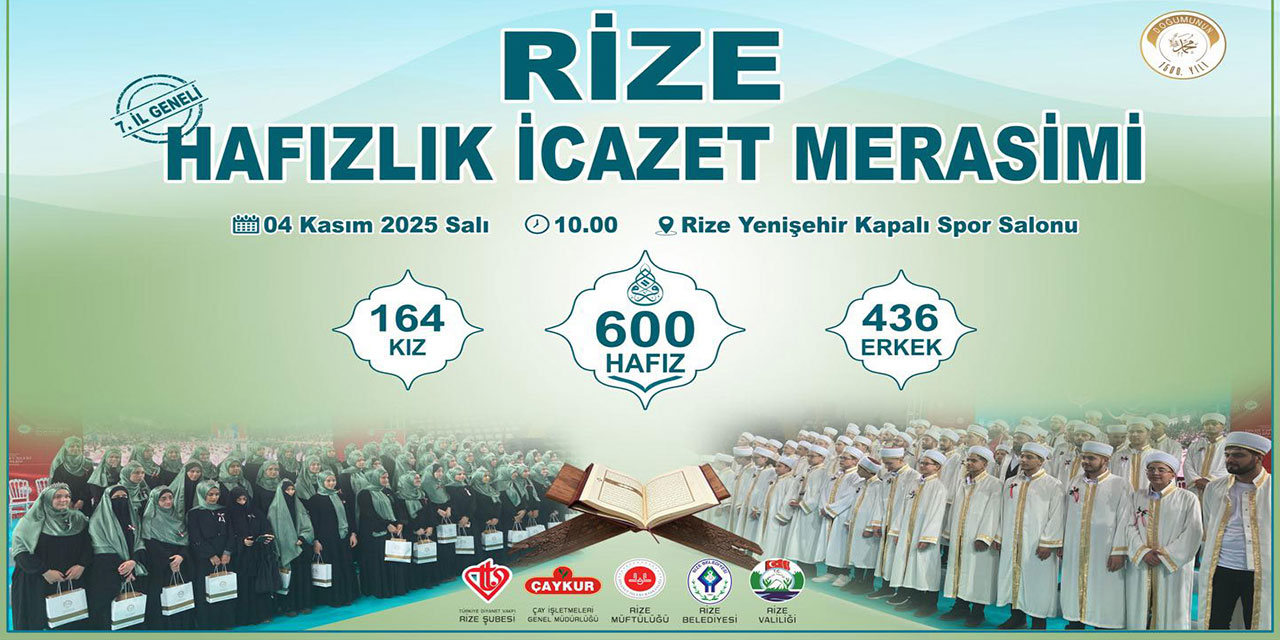 Rize'de 600 Hafız İçin Toplu İcazet Merasimi Yarın Düzenlenecek