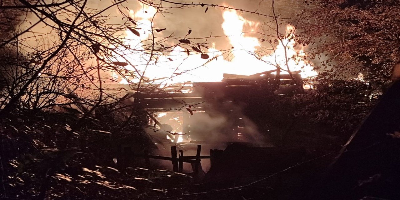 Alevlerin sardığı ahşap ev tamamen yandı: 2 yaralı