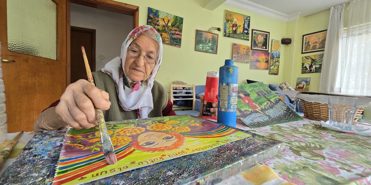 70'inde resimle tanışan Makbule teyze, 89 yaşında üretmeye devam ediyor