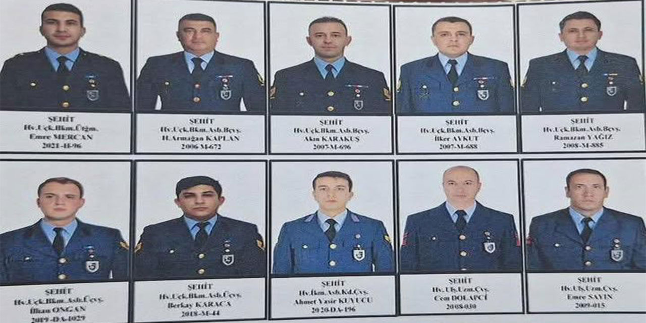 12. Hava Ulaştırma Ana Üs Komutanlığı şehitlerimiz ile şehitlerimizin memleketleri