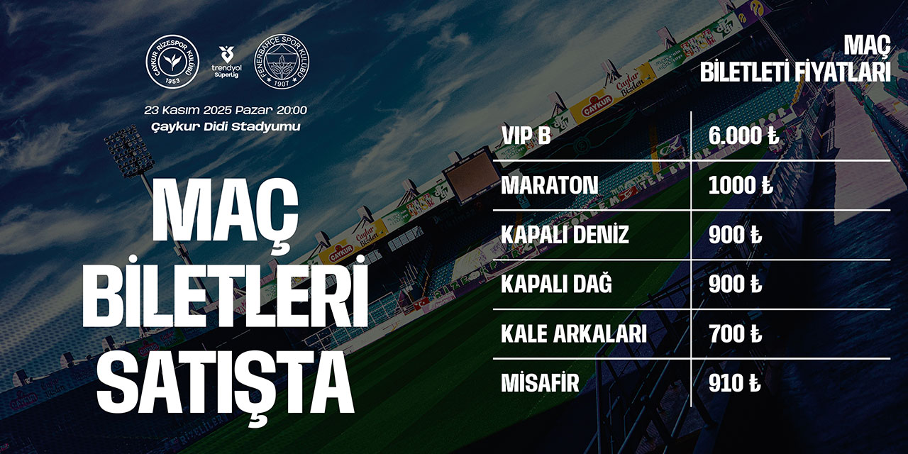 Çaykur Rizespor – Fenerbahçe Maçının Biletleri Satışa Çıktı