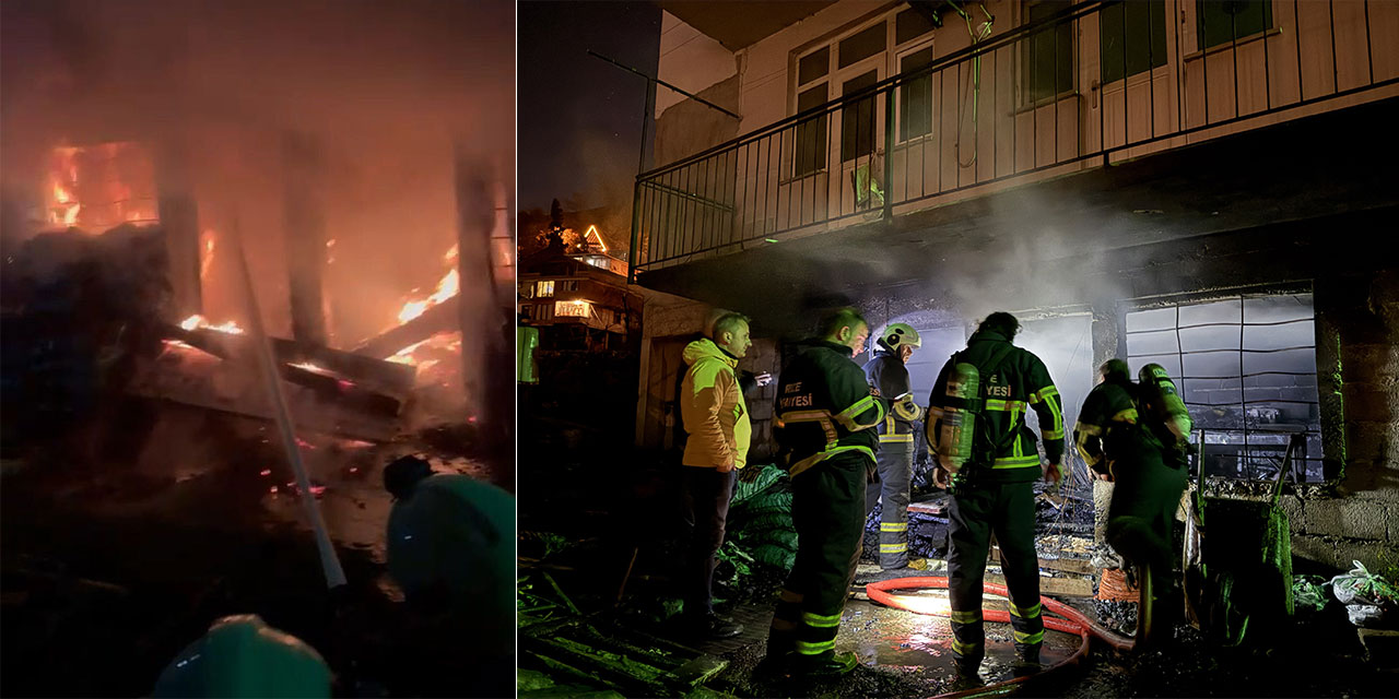 Rize'de bir binada çıkan yangında hasar oluştu