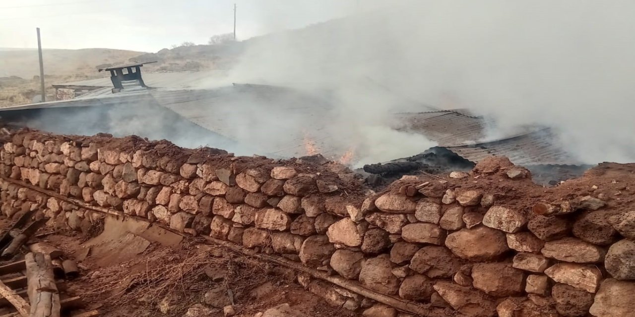 Erzurum'da ahır ve samanlık yangını: 21 büyükbaş havyan telef oldu
