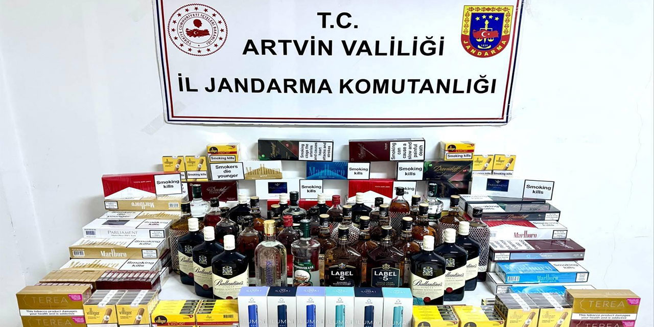 Artvin'de 1 milyon TL'lik kaçak sigara ve içki ele geçirildi; 26 şahıs yakalandı